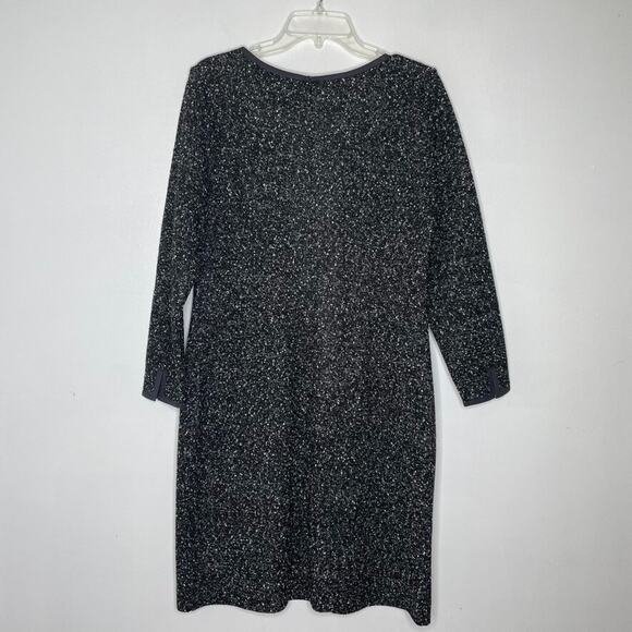 Talbots Dress 12 Black Bouclé Knit Tweed Sheath 3/4 Sleeve Holiday Classic NEW - Picture 7 of 9